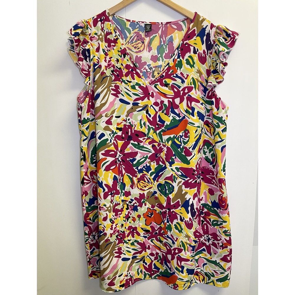 Shein Curve Women's Size 3XL‎ Ruffle Sleeve V-neck Floral Dress A-line